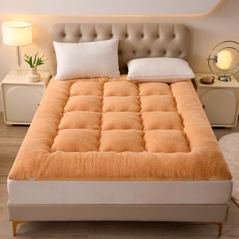 Super Soft Thick Fleece Mattress Topper King Queen Size Winter Warm Plush Mattress Pad with Elastic Band for Single Double Beds