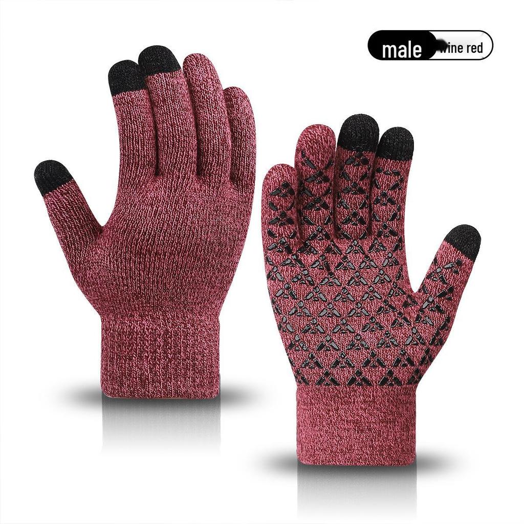 "Warm Knitted Touchscreen Gloves for Couples: Thick Non-Slip Wool, Men’s & Women’s Winter Design."