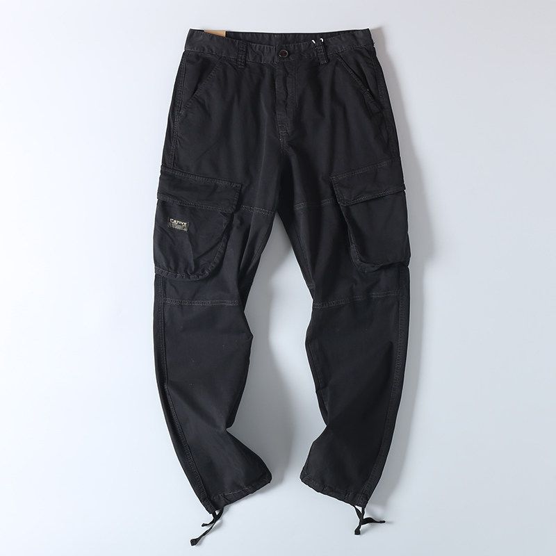 Export Export Tail Goods Spring & Fall Outdoor Multi-Pocket Cargo Pants Men's Fashion All-Match Pure Cotton Washed Loose Casual Pants