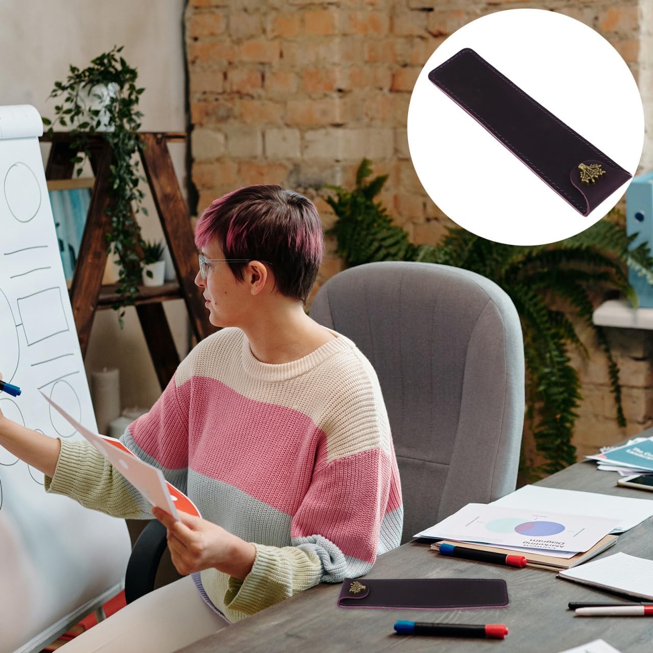 

NUOBESTY Leather Pen Pouch Single Pen Case Holder Fountain Pen Pouch Soft Pen Sleeve Cover Durable Pen Case Desk Supplies (Purple) Picture 1