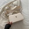 Fashionable Minimalist Crossbody Bag with Top Handle and Flap for Women - Solid Color Square Purse Simple Design Shoulder Bag