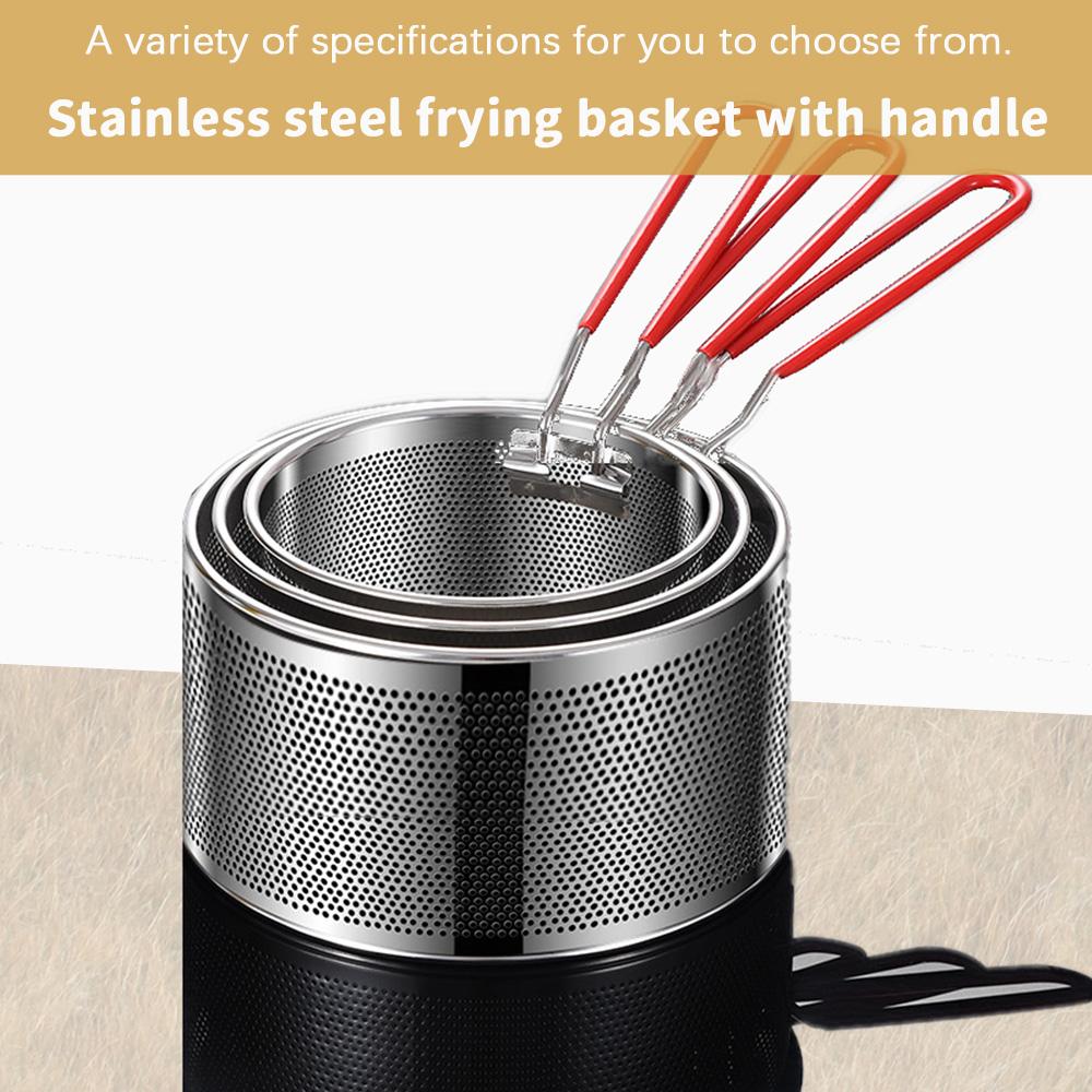 Stainless Steel Frying Basket and Filter Basket Set, with Handle, Foldable, Deep Pot Filter, Suitable for Frying, Draining