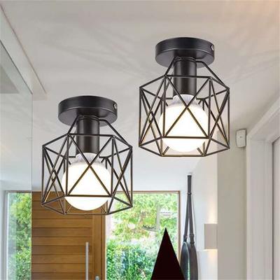 Modern Nordic Black Wrought Iron E27 Led Ceiling Lights For Kitchen Living Room Bedroom Study Balcony Restaurant Cafe Hotel