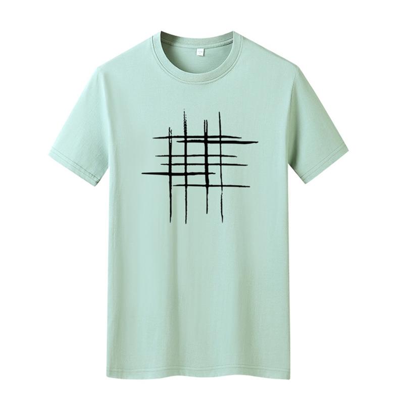 Einfaches kreatives Design Line Cross Print Baumwoll-T-Shirts Sommerstil Kurzarm-Männer-T-Shirt