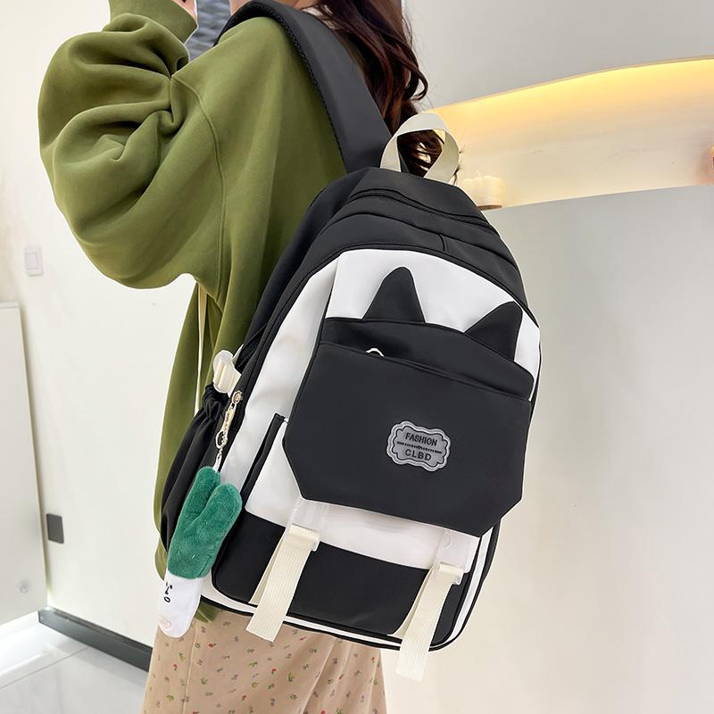 Three-piece Backpack Set Cat Ears Female Large Capacity School Bag Student Backpack