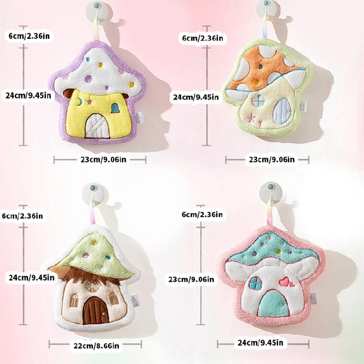 Coral Fleece Kitchen Hand Towel Soft Absorbent Mushroom Designs Cleaning Cloth Quick Drying Handkerchief for Home Cook