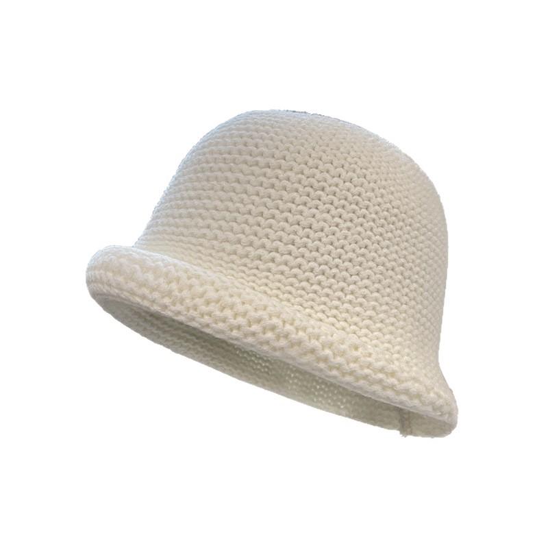 Korean style Chunky Knitted Fisherman's Hat Women's Autumn and Winter Warm Ear Protecting Woolen Hat Big Head Scarf To Show Off Face Small Basin Hat