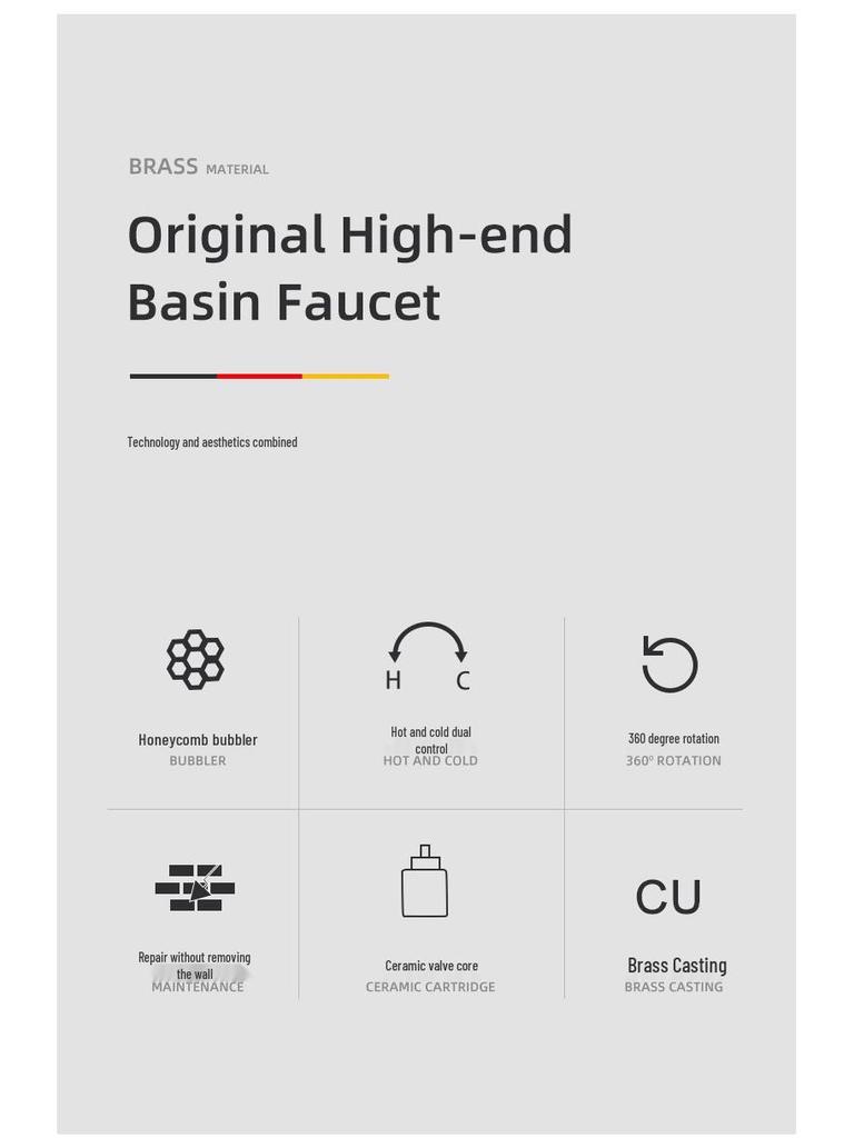 Tenban Rotatable Wall-Mounted Copper Gunmetal Faucet for Hot & Cold Washbasin.