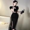 New Cheongsam New Young Girl High-end Temperament Sexy Split Ends Hip Wrap Improved Dress Women's Summer