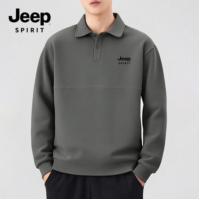 

JEEP SPIRIT Men s Cotton Pique Polo Collar Sweatshirt 3XL