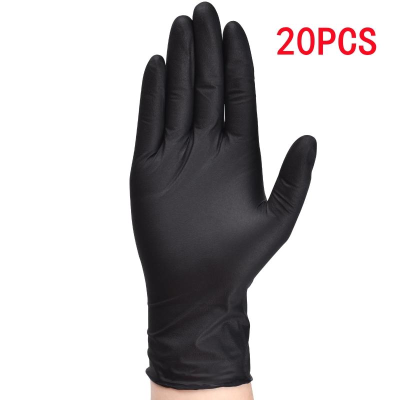 20/100PCS Black Disposable Nitrile Gloves 4Mil Textured Kitchen Gloves Mechanic Auto Tattoo Nail Salon Household Cleaning Gloves