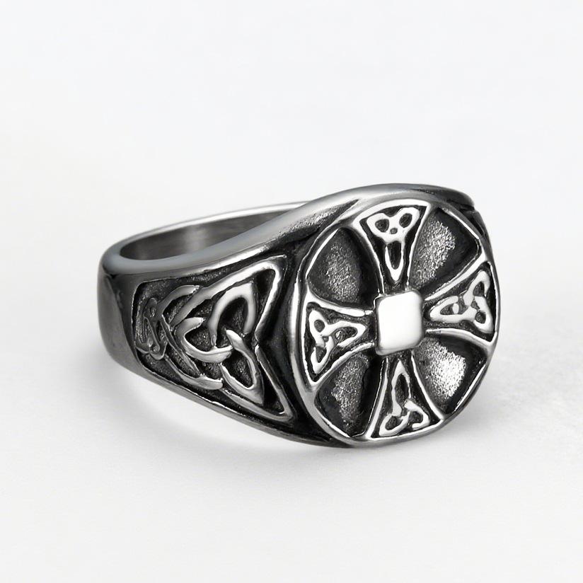 

Viking Retro Art Stainless Steel Cross Ring Mens Unique Band No. 10