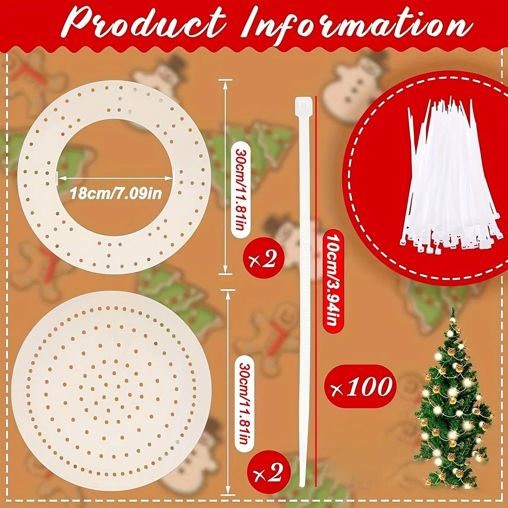 4 Stück Holzhandwerk Kreis Kranzrahmen mit Nylonkabelbindern - DIY Feiertag Valentinstag Halloween Weihnachten Hochzeitskranz Dekorationen