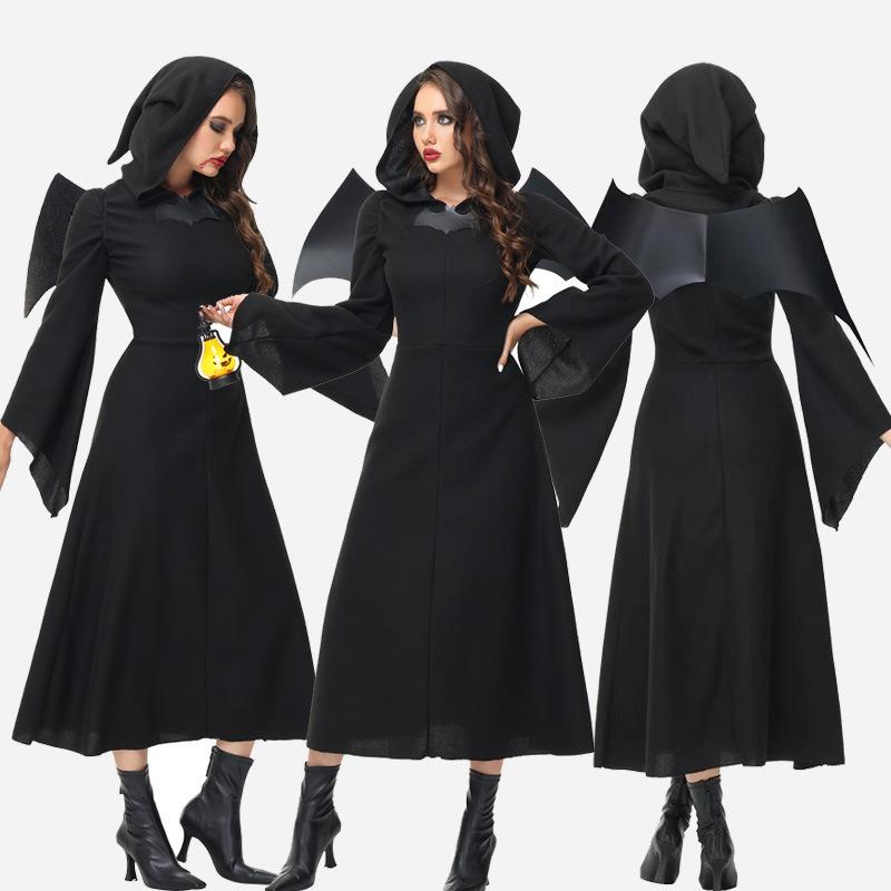New Halloween Demon Witch Black Angel Bat Vampire Masquerade Costume