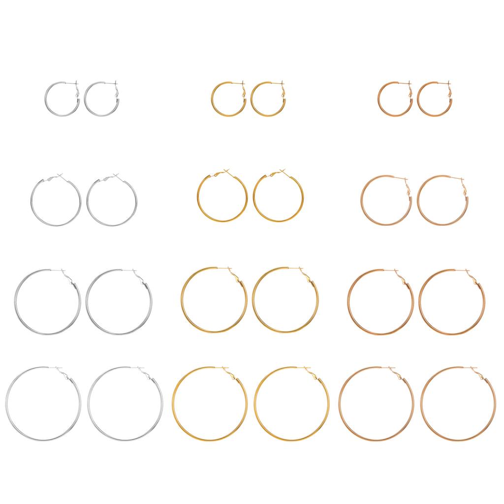 Stainless Steel Round Earrings Elegant Cartilage Huggie Hoop Earring Lightweight Geometric Ear Rings Women Accessories