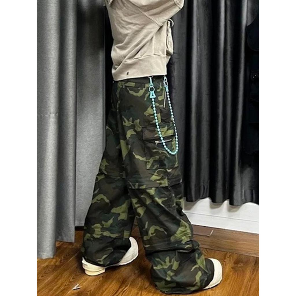 Cargo Pants Men Women Streetwear Patchwork Baggy Overalls Wide Leg Loose Trousers