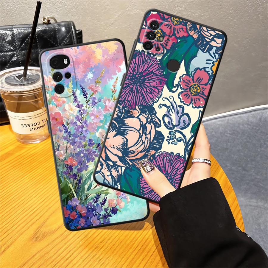 Cartoon Flower Phone Cover Case for Motorola Moto G50 G32 G51 G73 G22 Edge40 Edge 20 Pro 30 Lite G60s G52 G71 G53 G30
