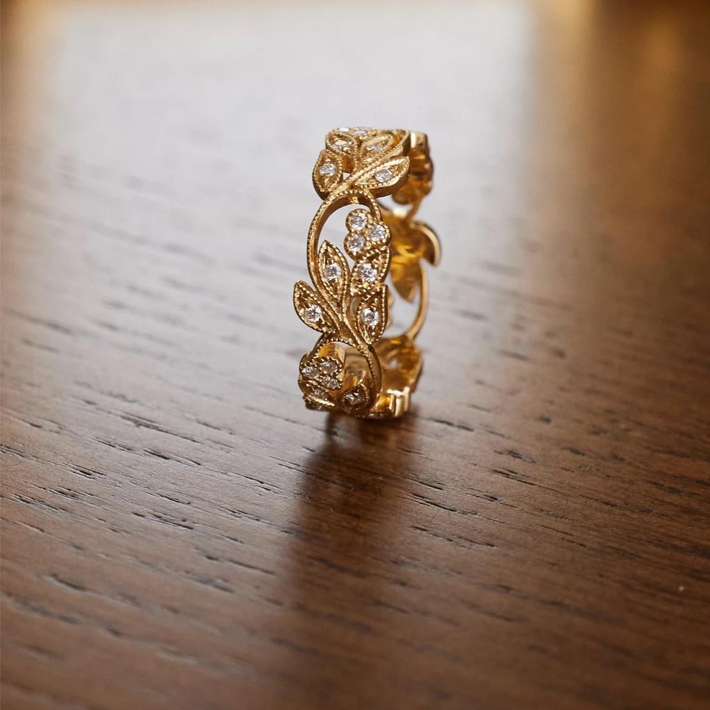 Fashion Flower Pattern Synthetic Zircon Ring for Women Light Luxury Forest Fresh Style Ring Elegant Jewelry Accessory