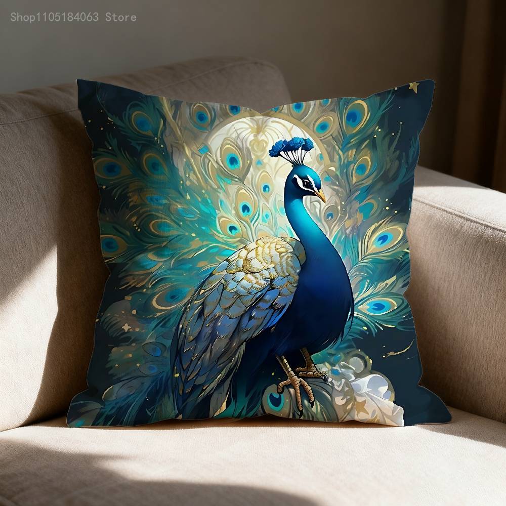Mandala Peacock Pattern Throw Pillow Case For 30x30cm 40x40cm 45x45cm 50x50cm 55x55cm Square Sofa Pillowcase Shell