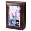 RFID Blocking Mens Slim Front Pocket Wallet Genuine Leather Bifold Credit Card Holder with ID Window Retro Style
