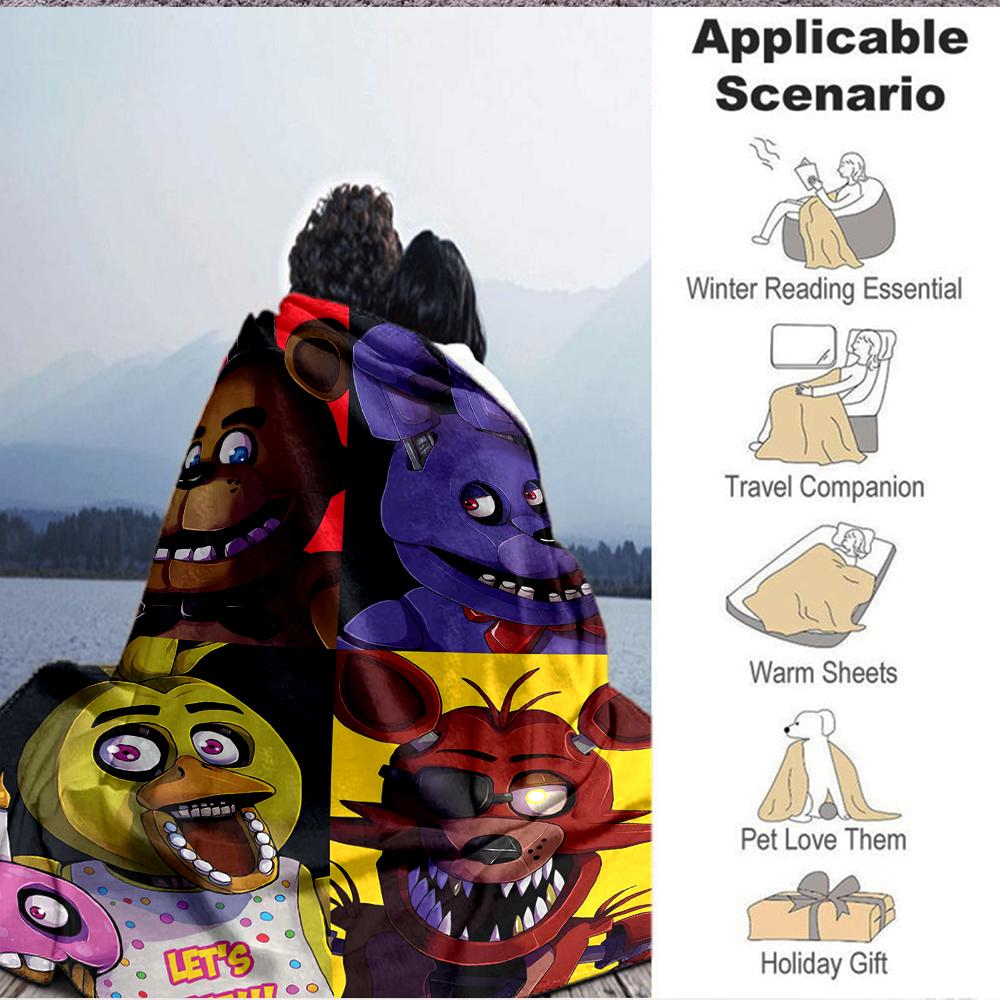 1Pc Fnaf Horror Characters Blanket Soft And Comfortable Casual Warm Camping Travel Christmas Halloween Xmas Gift M92455