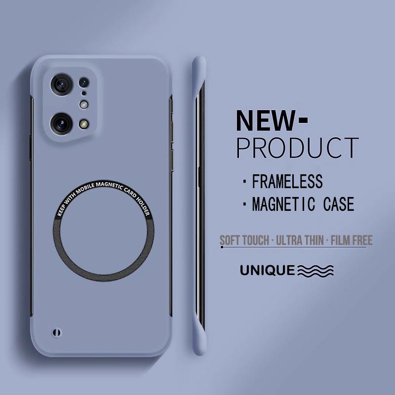 Ultra Thin Hard PC Magnetic Frameless Phone Case For Oppo Reno 5 6 8 Find X3 Neo Lite X5 Pro Wireless Charging Matte Color Cover