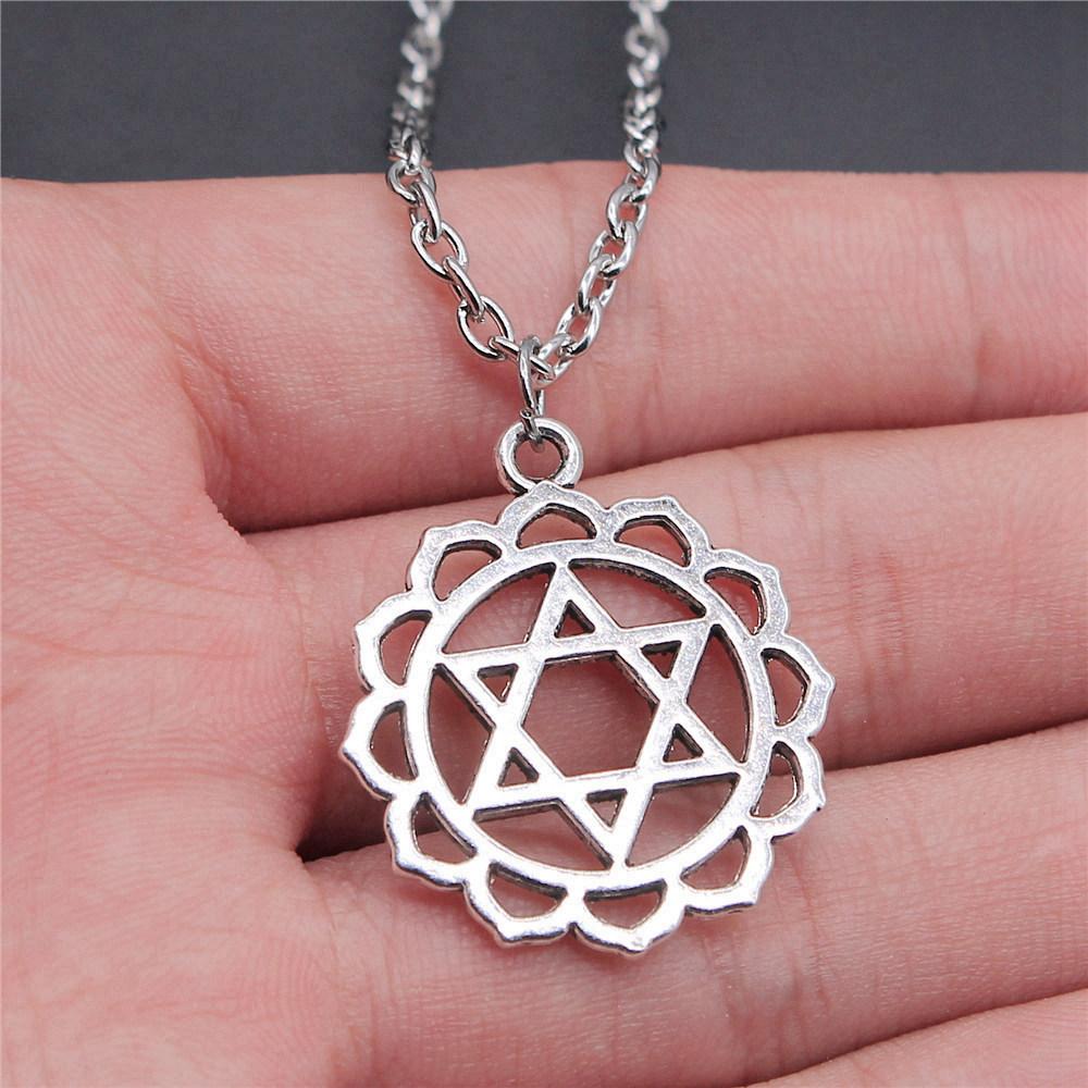 Celtic Symbols Hexagrams Mystical Amulet Pendant Antique Bronze Metal Daughter Collar Necklace Handmade
