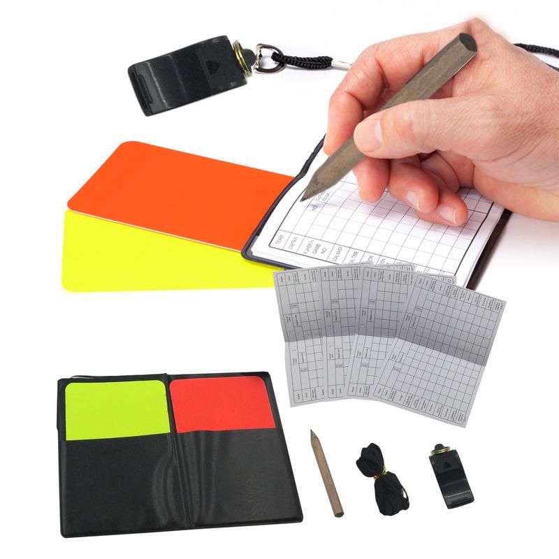

1 Set Sport Football Soccer Referee Wallet Notebook With Red Card And Yellow Card Whistles Useful Referee Tool Equipment China Mainland