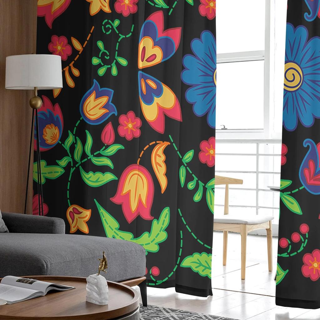Mexican Festival Pattern Texture Bedroom Transparent Sheer Curtains Holiday Decoration Window Voile Tulle Curtain