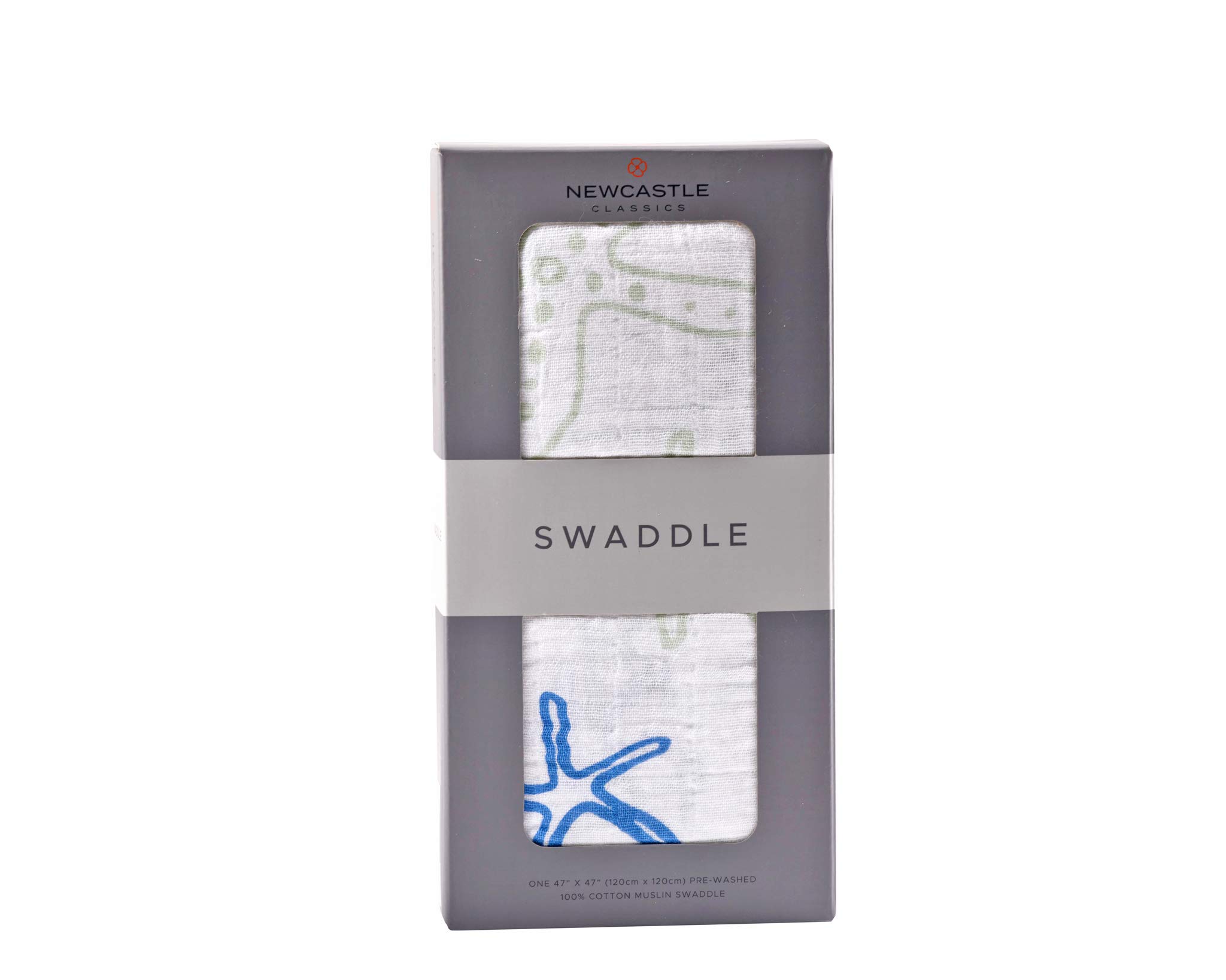 

Newcastle Classics Cotton Muslin Swaddle Japanese Soft and fluffy blanket for Star 0 months and [Official Product] newborns, fish, 120x120cm, up,