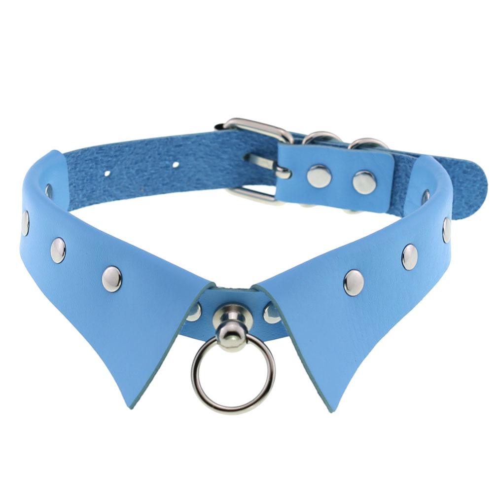 European & American Punk Gothic Leather Collar Necklace with Simple Fashion Ring