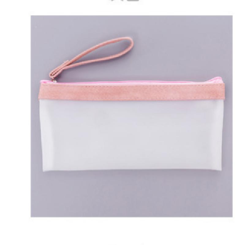 Cartoon Students Pen Bag Portable Transparent PVC Zipper Pouch  Stationery Organizer Bag Pencil Case