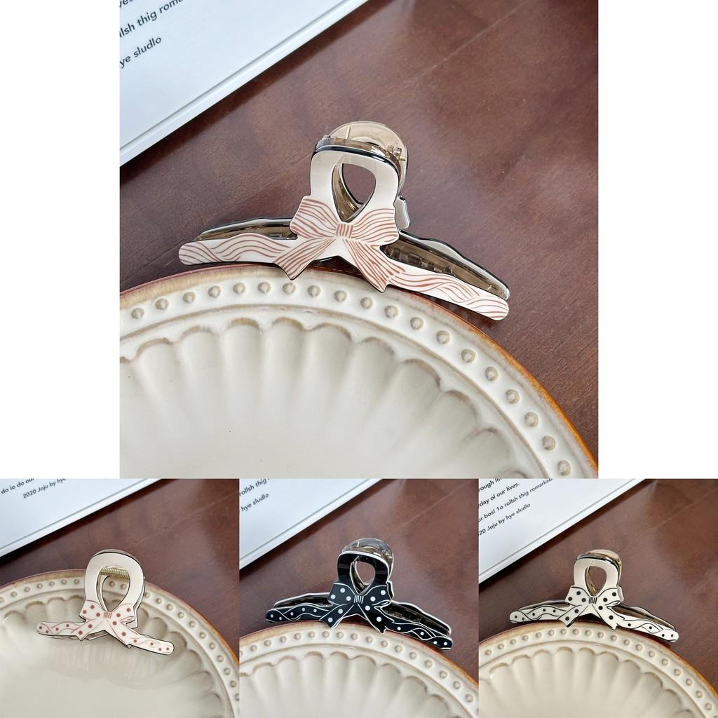 High-quality Hair Claw Clip With Polka Dots And Bow For Effortless Chic Hairstyles