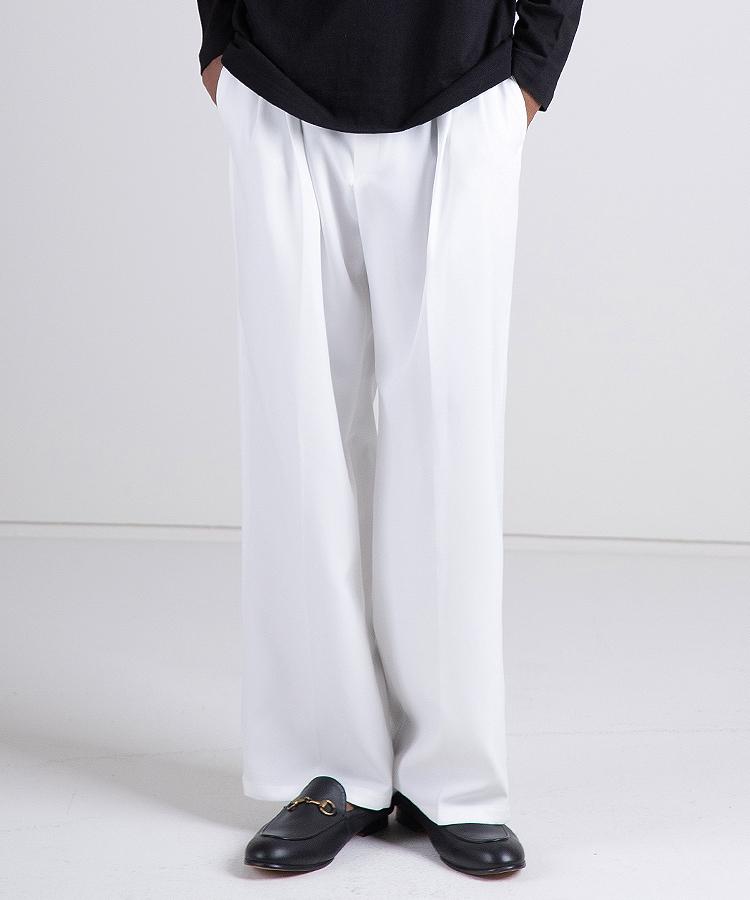 Seuteulaikeu Pleated T/R Blend Wide Trousers (4Color) (B Type)