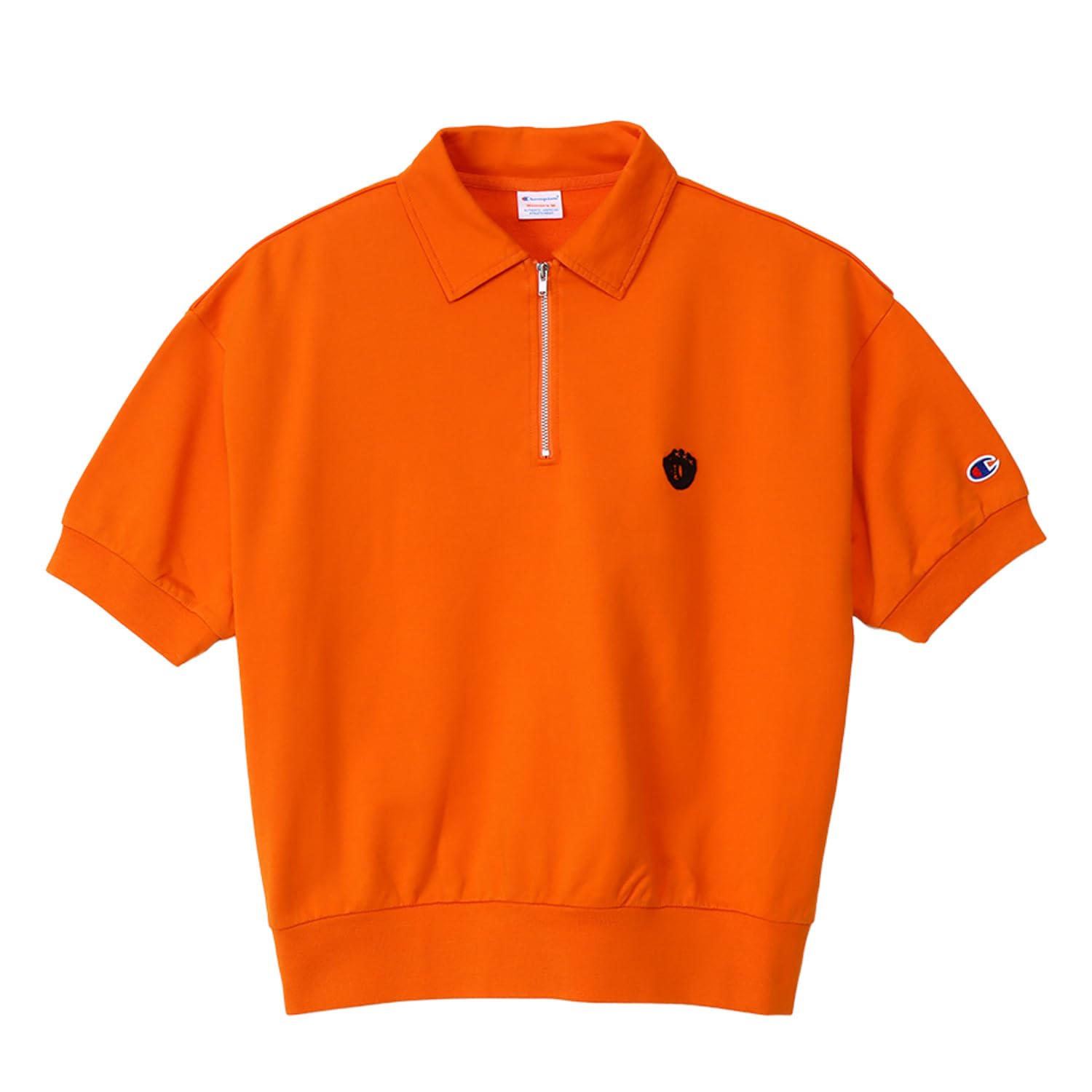 

Champion Casual Short Sleeve Fleece Embroidered Graphic Dull Women s Sweatshirt, 100% Cotton, Lining, Print, Half-Zip, Orange, CW-Z007