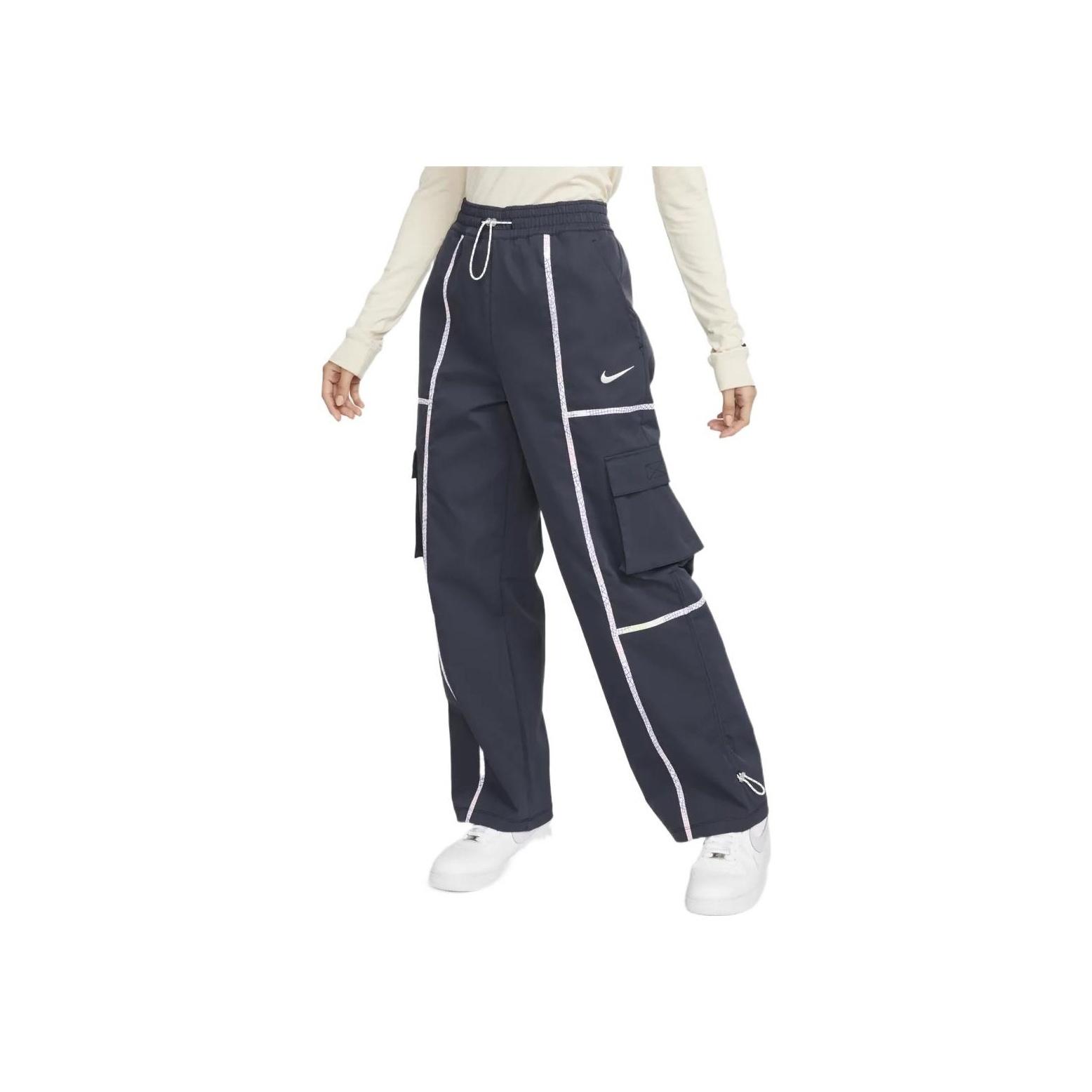 

Nike X Serena Williams Collaboration Logo Вышитый логотип средней посадки Тканые повседневные брюки Женские плавки Темно-синие Черные DV8075-475 S