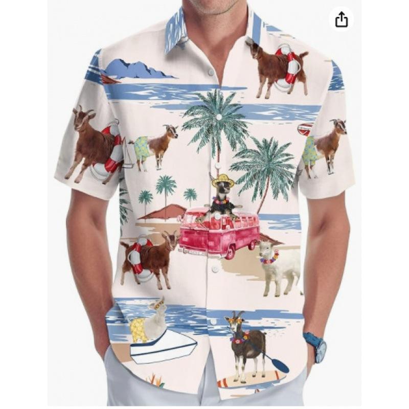 A new large-size men's fashion digital printing short-sleeved shirt in summer from the source manufacturer