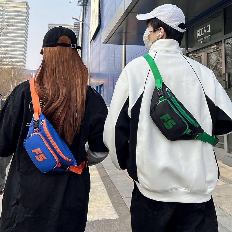 New fashion sports dumpling bag trendy letter versatile messenger bag solid color canvas casual shoulder bag trendy