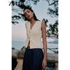 Zaprha 2025 Summer New Classic Western Style Knitted V-neck Sleeveless Texture Vest Top 4192057