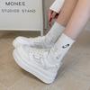 Sommer neue dicke Sohle rutschfest höhenverstellbar Koreanische Version atmungsaktives Netz lässige weiße Schuhe modische Damen Einzel-Schuhe