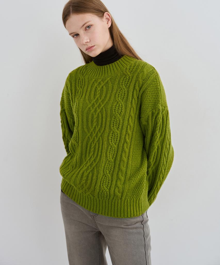 Deuloupisumeon Mohair Cable Pullover Knit [Navy]