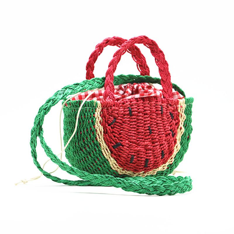 

New Watermelon Straw Women Shoulder Bags Luxury Designer Fashion Bohemia Female Crossbody Bag Handmade Children s Fruit Handbag