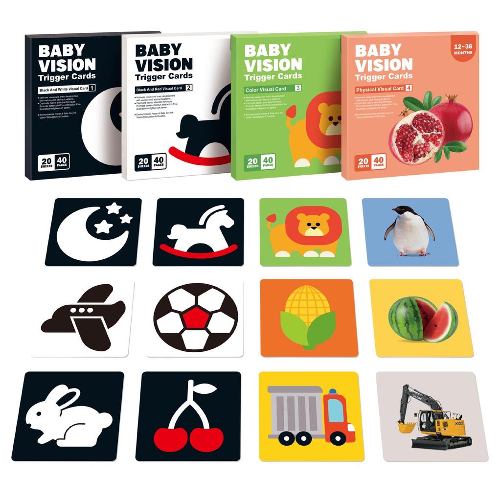 Black & White Visual Stimulation Cards for 0-36 Months: Baby Educational Flashcards for Early Development & Cognitive Training.