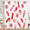 2pcs,2D Plane Printing Curtain Popular Candy Cane Swirl Lollipop Stars (2) Versatile Polyester Fabric (without Rod) Festive