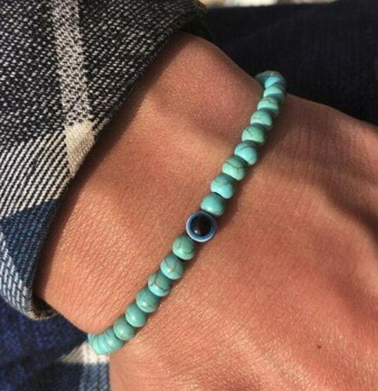 

Men s Versatile 6mm Natural Stone Bead Bracelet with Demon Eye Design Standard
