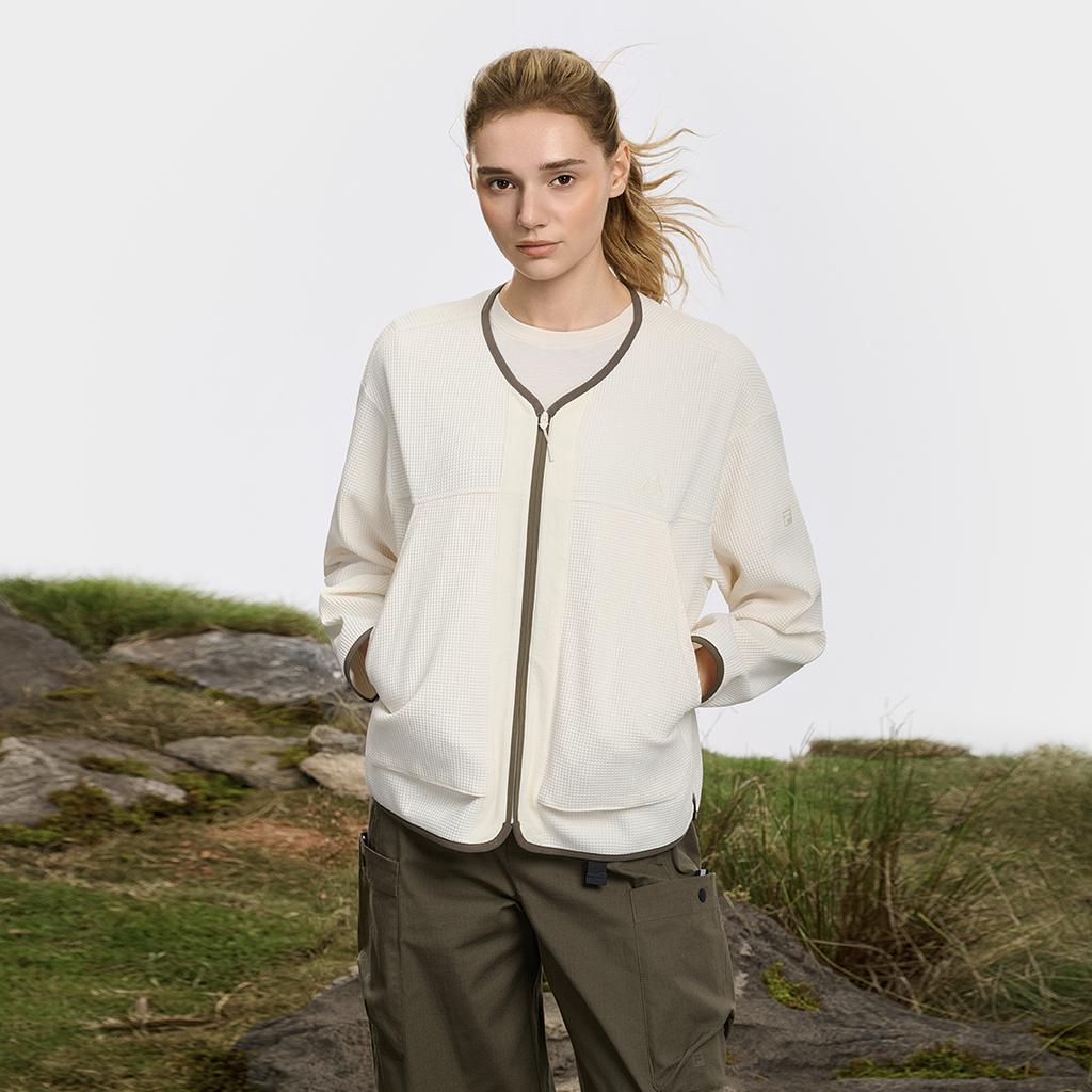 Fila Explore Fashion Minimalist Casual Outdoor Versatile Comfortable Loose Jacket Women Jackets Mother-Of-Pearl-White A11W617502FIV