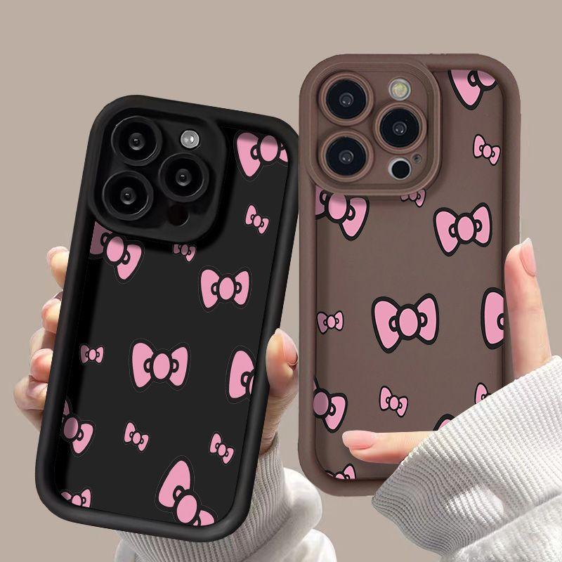 Pink bow for iPhone17ProMax phone case 14 Apple 13 matte 12/15 Premium 11