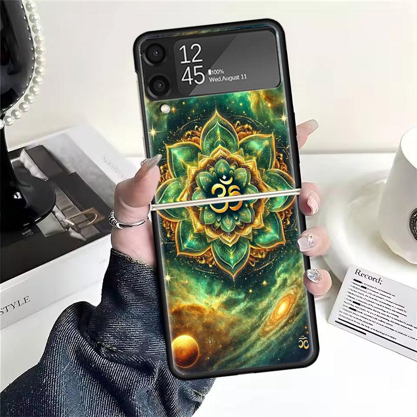 Mandala Chakra Insist Yoga Cases For Samsung Galaxy Z Flip 4 5 6 7 3 Z Flip7 Flip6 Flip4 Flip5 Flip3 5G Hard Shockproof Fundas C