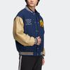 Adidas Originals Trefoil Mc Varsity Jacket With Patchwork Print And Snap Buttons Men Jacket Blue HZ7092