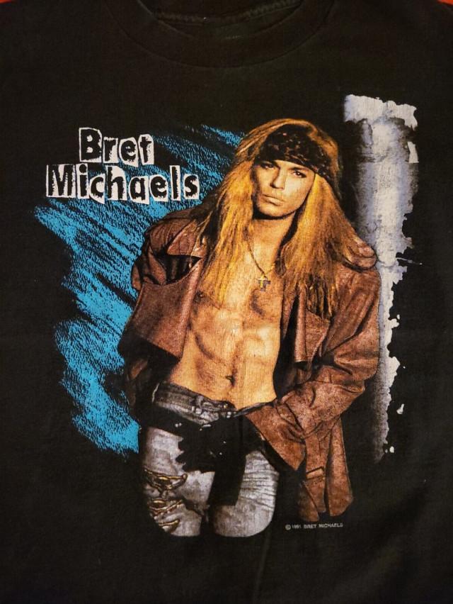 Vintage Bret Michaels T-Shirt Rock Band Graphic Tee WA494 S